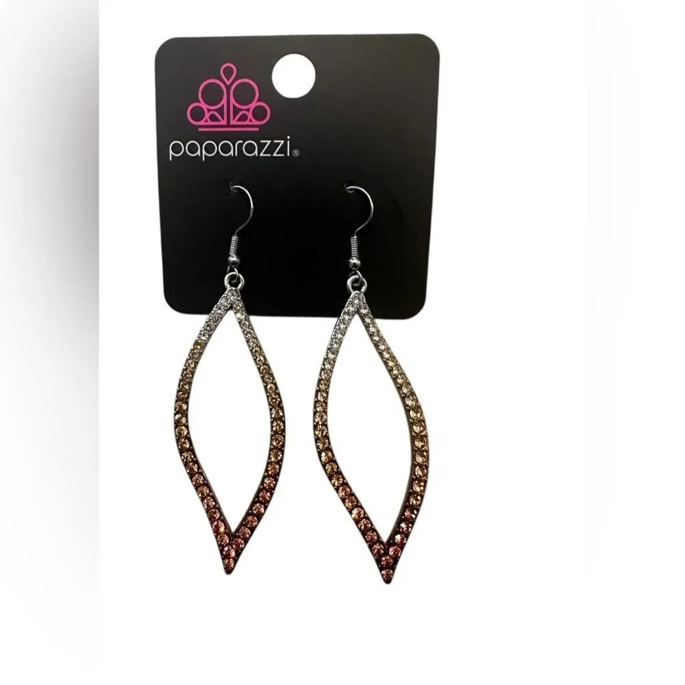 Paparazzi Admirable asymmetry  Silver and Brown Teardrop Earrings